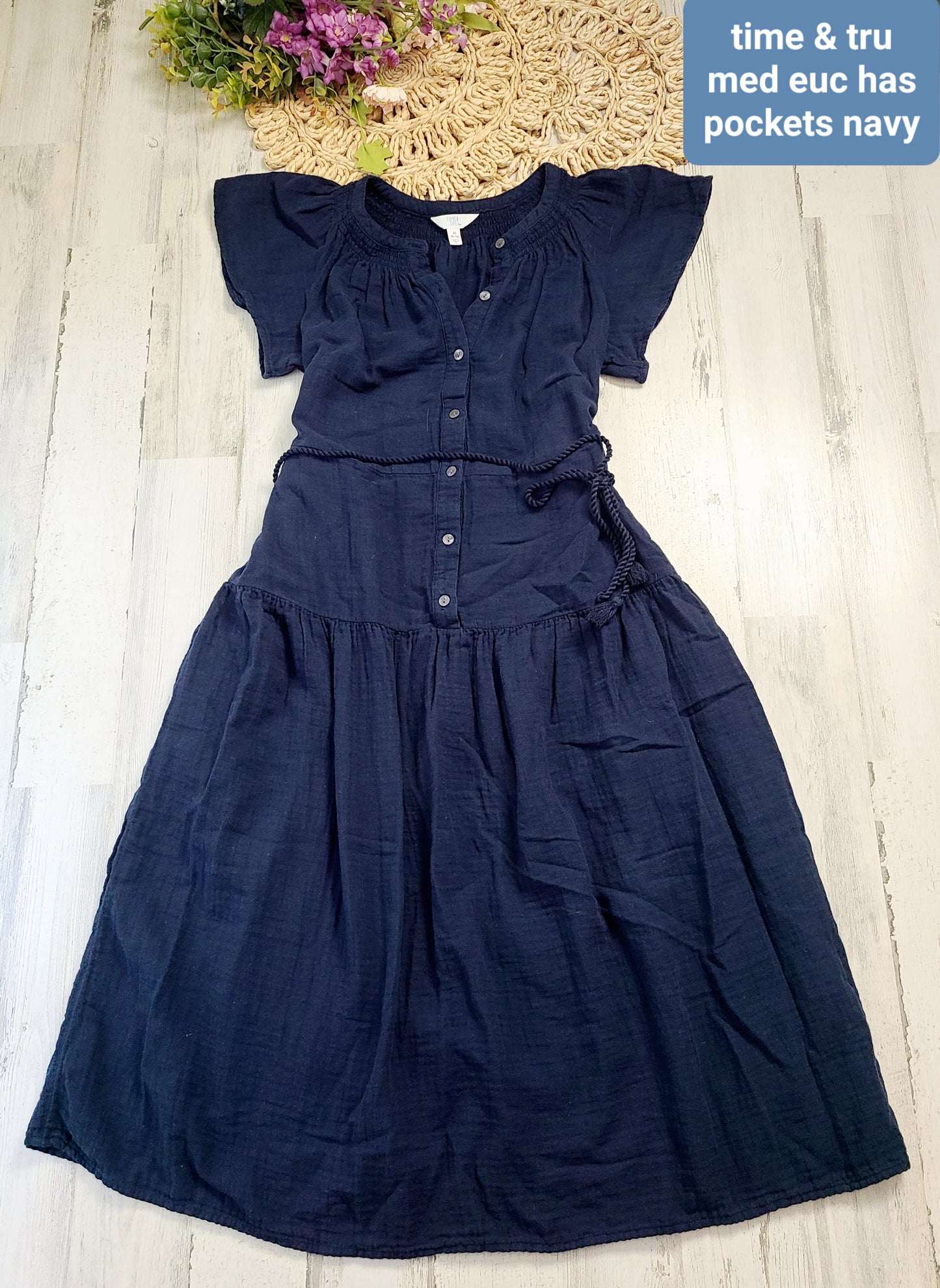 time & tru navy dress with pockets