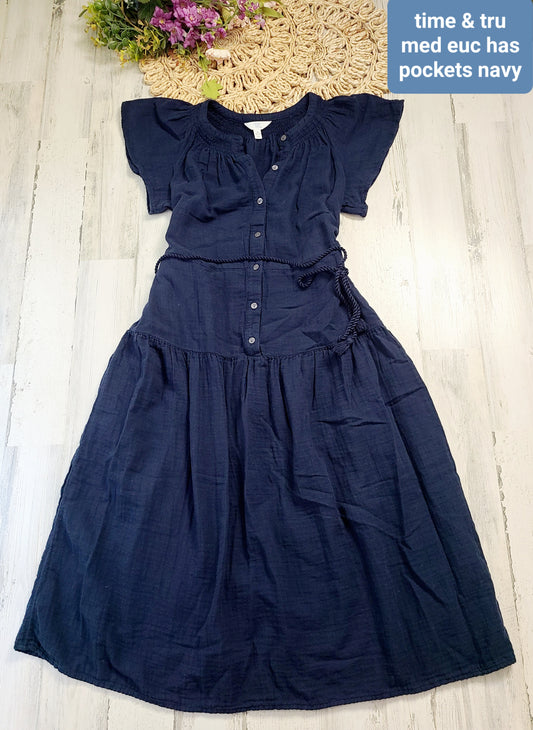 time & tru navy dress with pockets