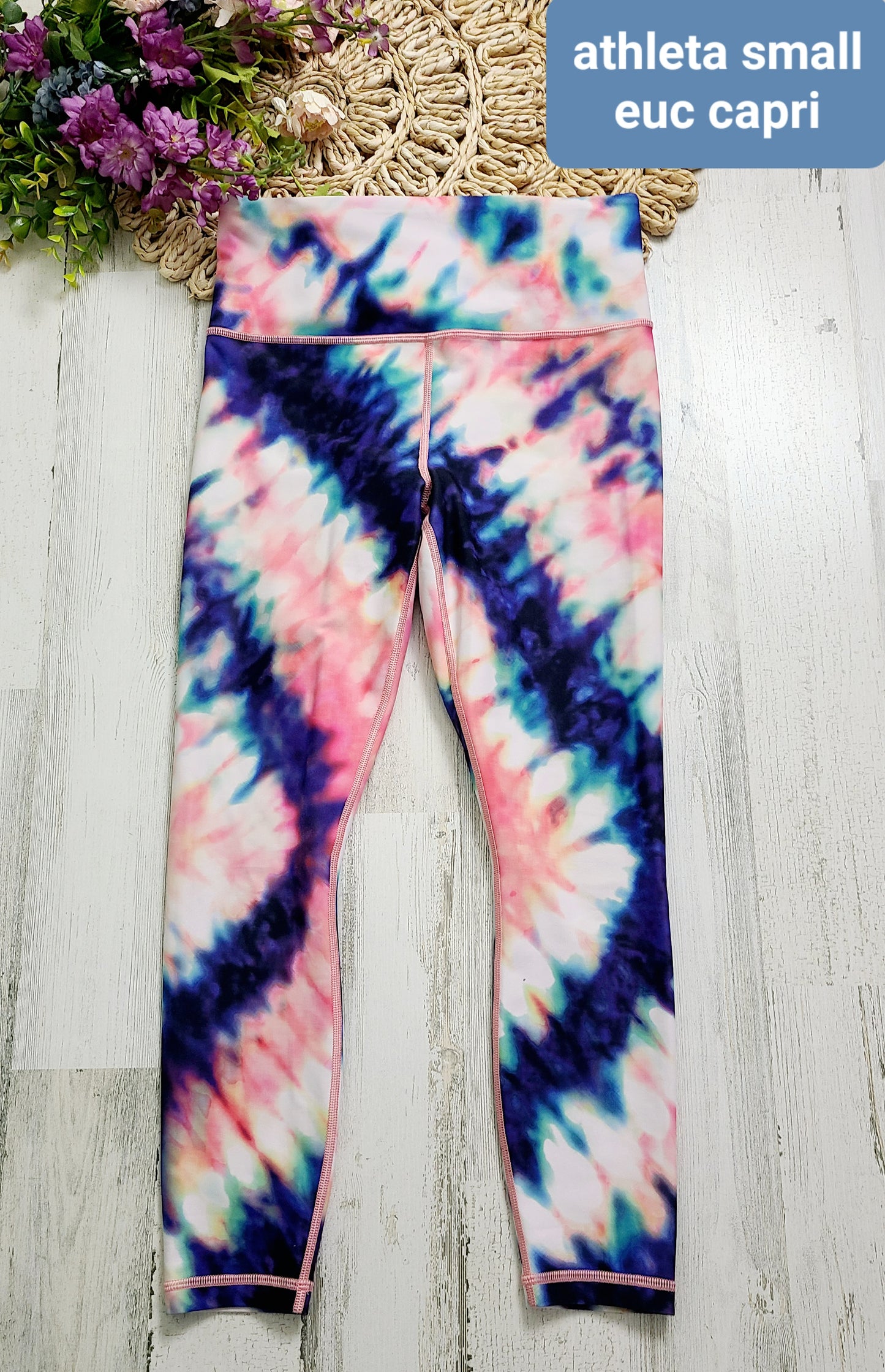 athleta tie dye leggings small capri