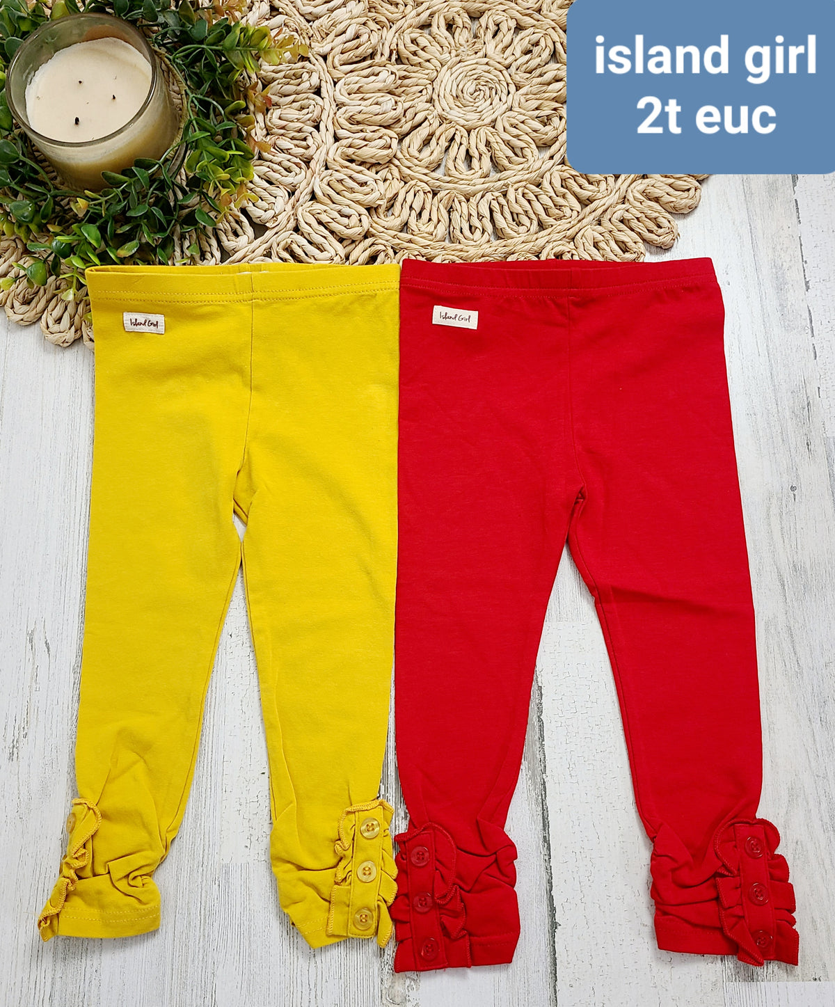 yellow and red ruffle leggings island girl