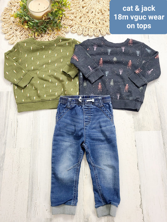 rocket lightning crewnecks and jean joggers cat&jack