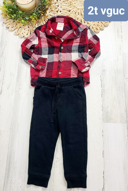 red plaid flannel blackjoggers