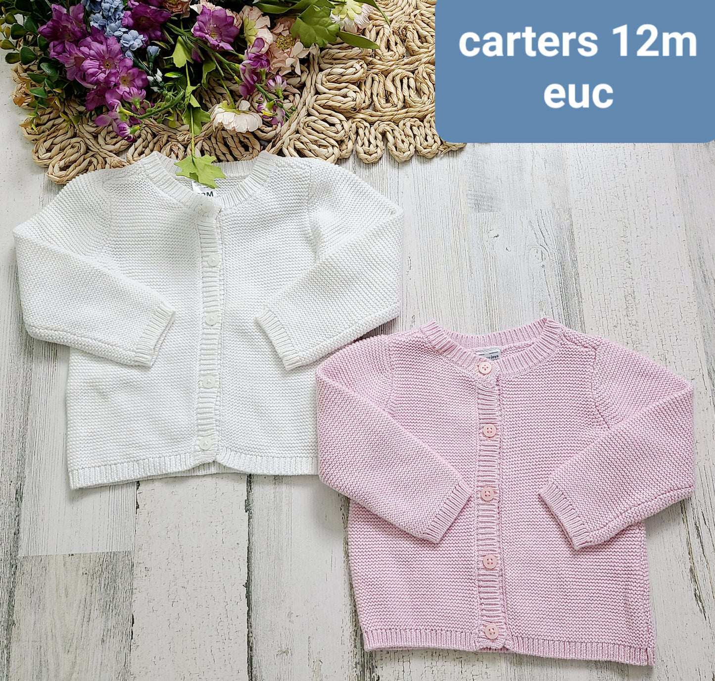 white and pink cardigan bundle carters