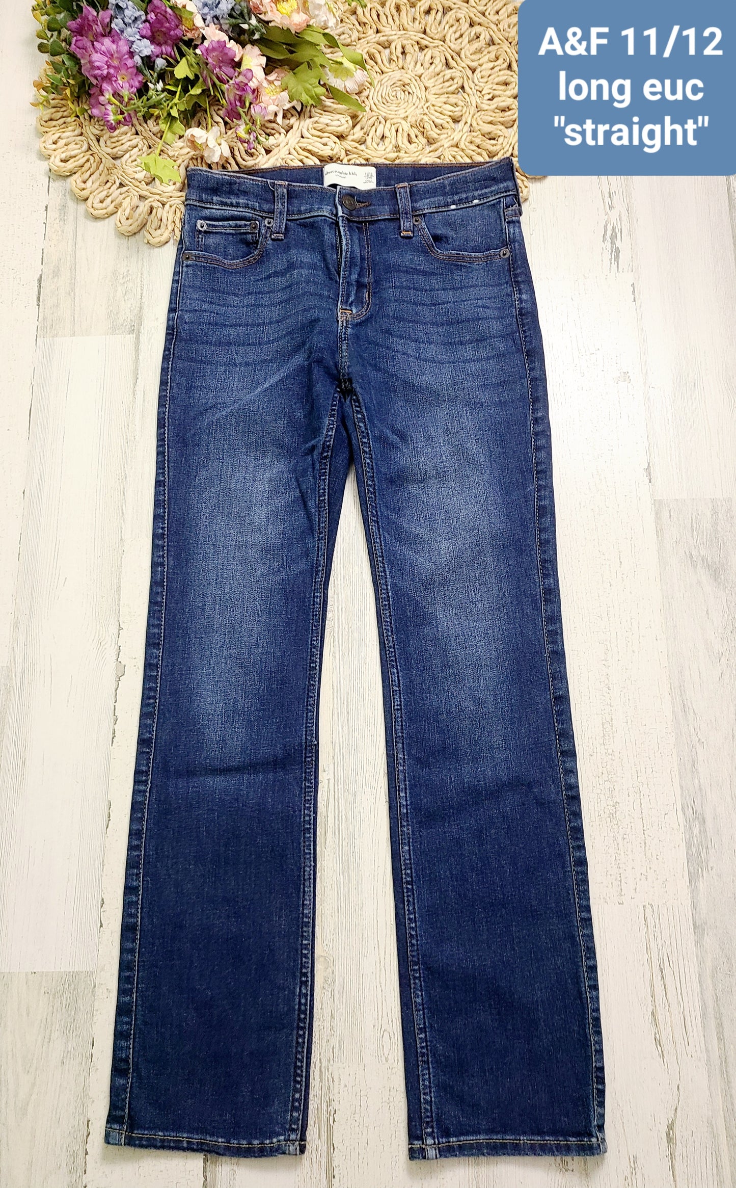 a&f girls straight long jeans