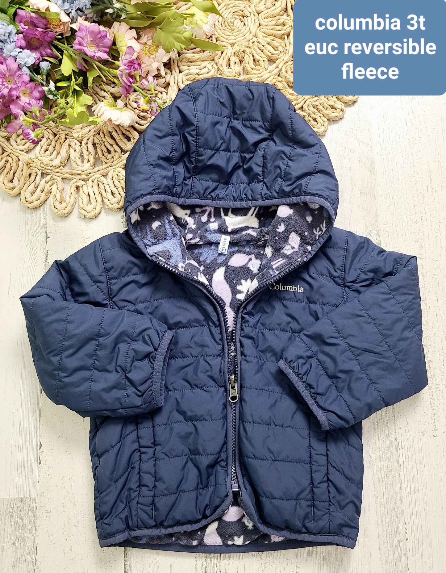 navy reversible fleece columbia girls
