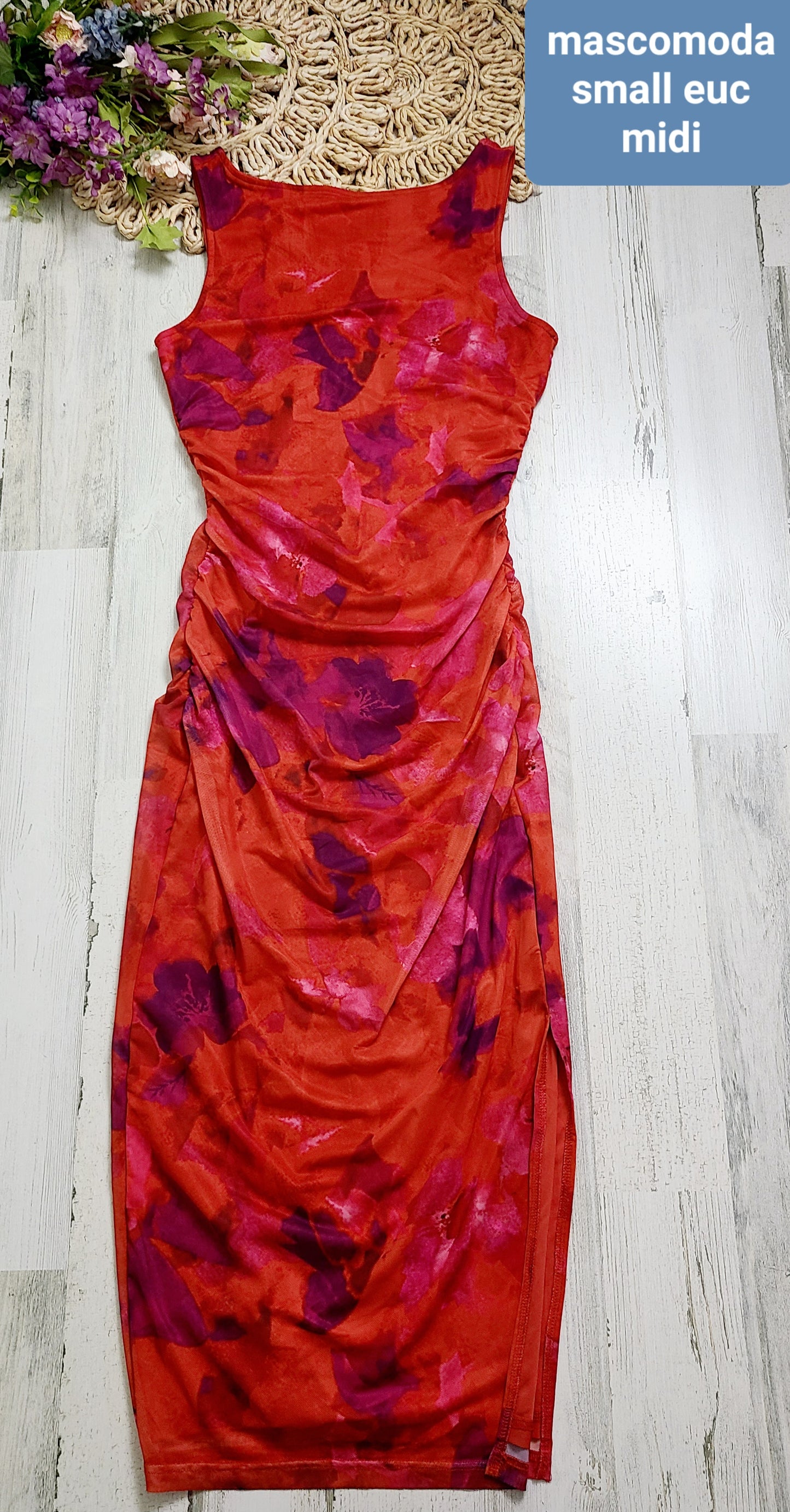 mascomoda midi red dress