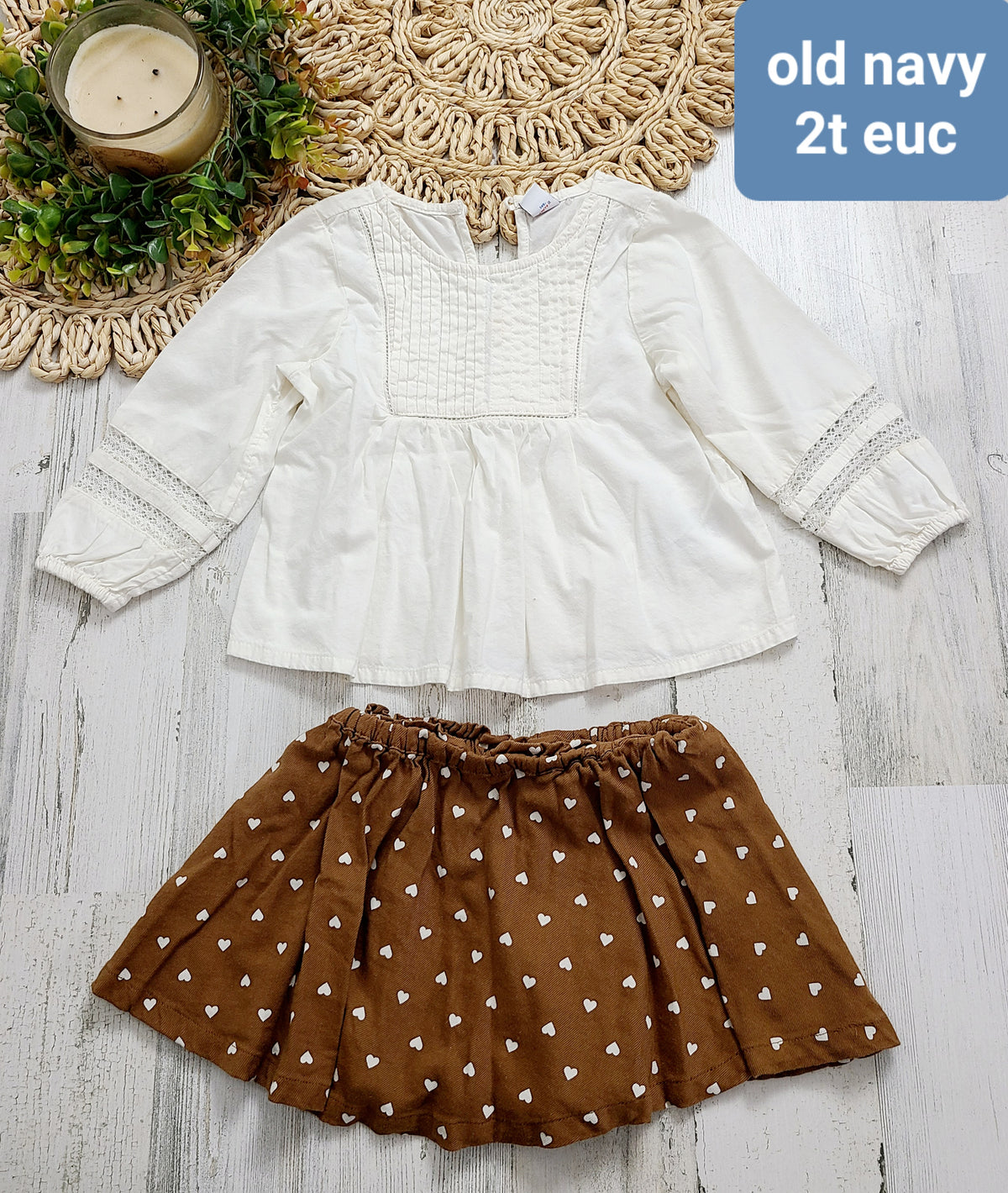 brown and tan set heart skirt old navy
