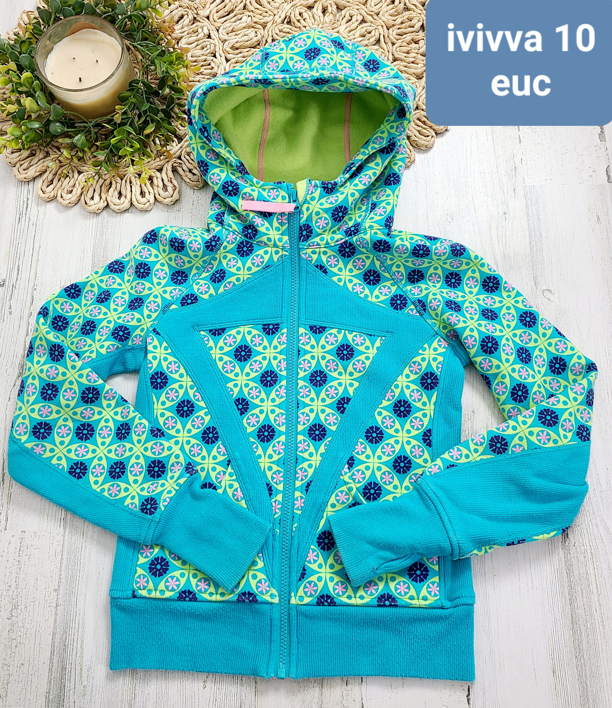 blue and green design jacket ivivva