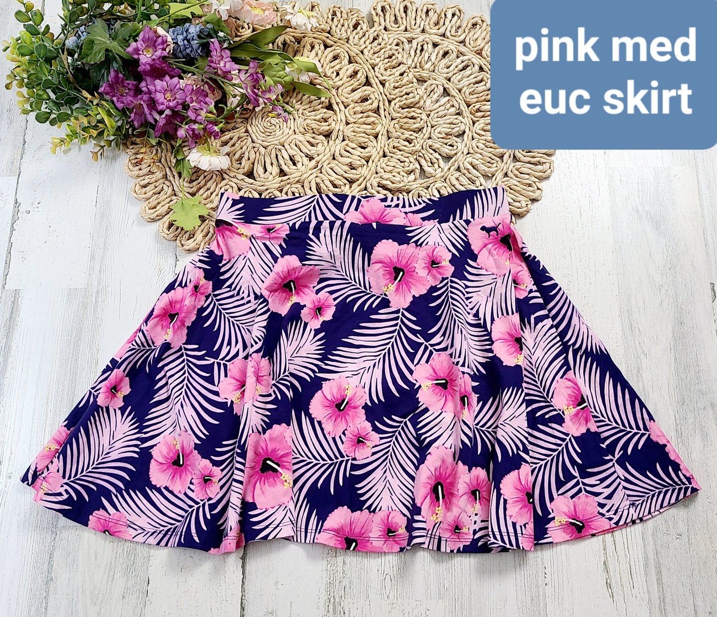 pink floral skirt