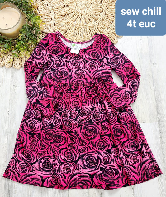 dark and light pink roses dress sew chill