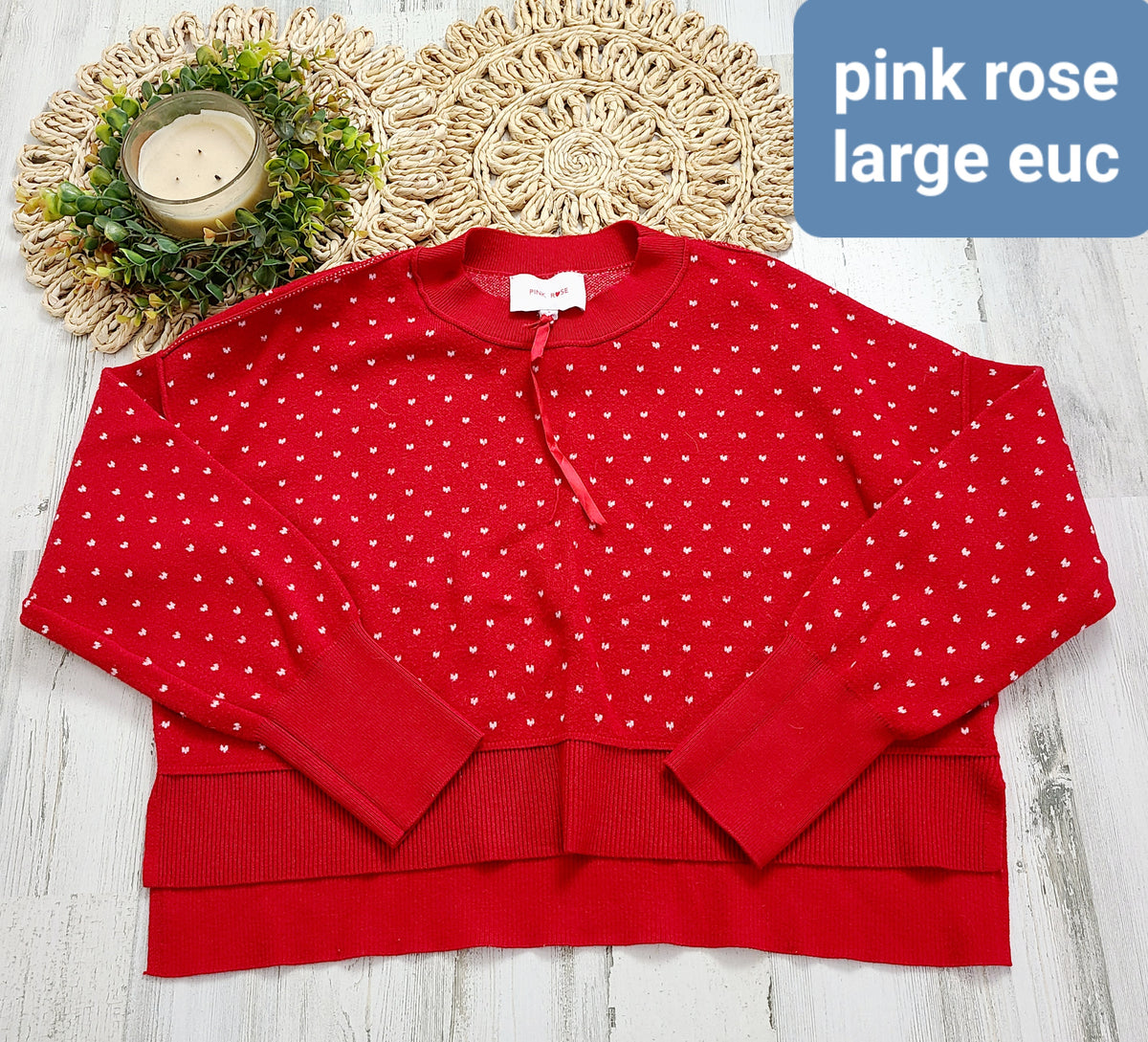 heart red sweater pink rose