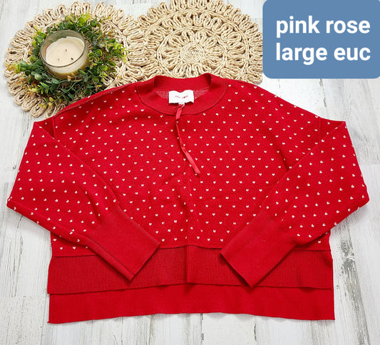heart red sweater pink rose