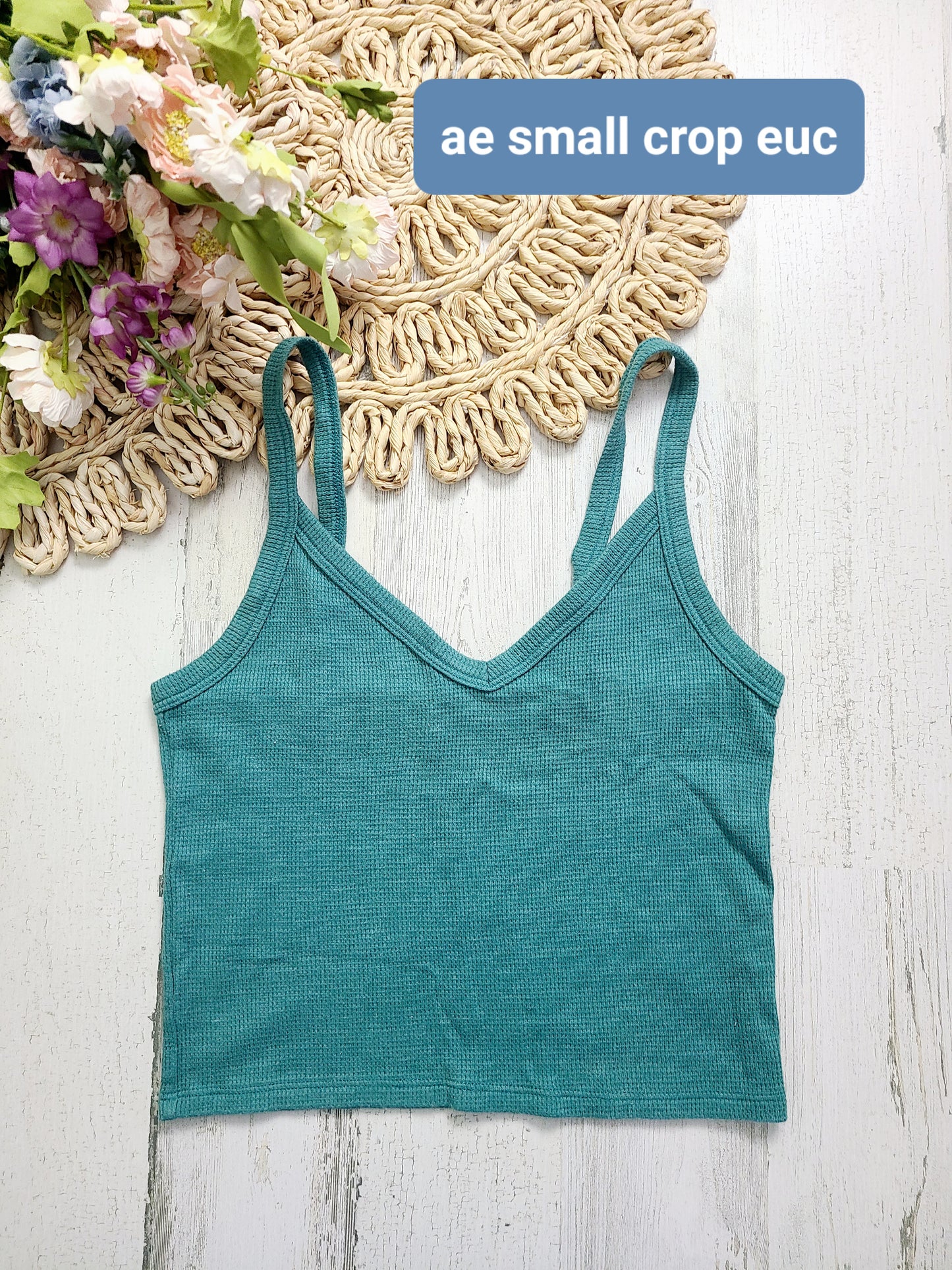 ae teal waffle tank