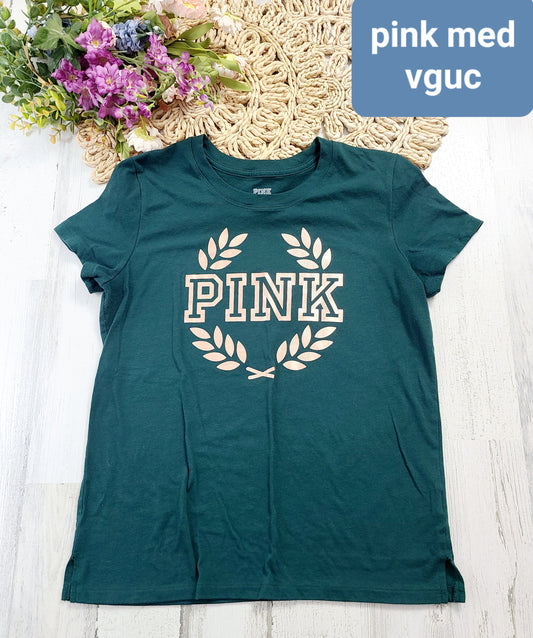 pink green and gold tee