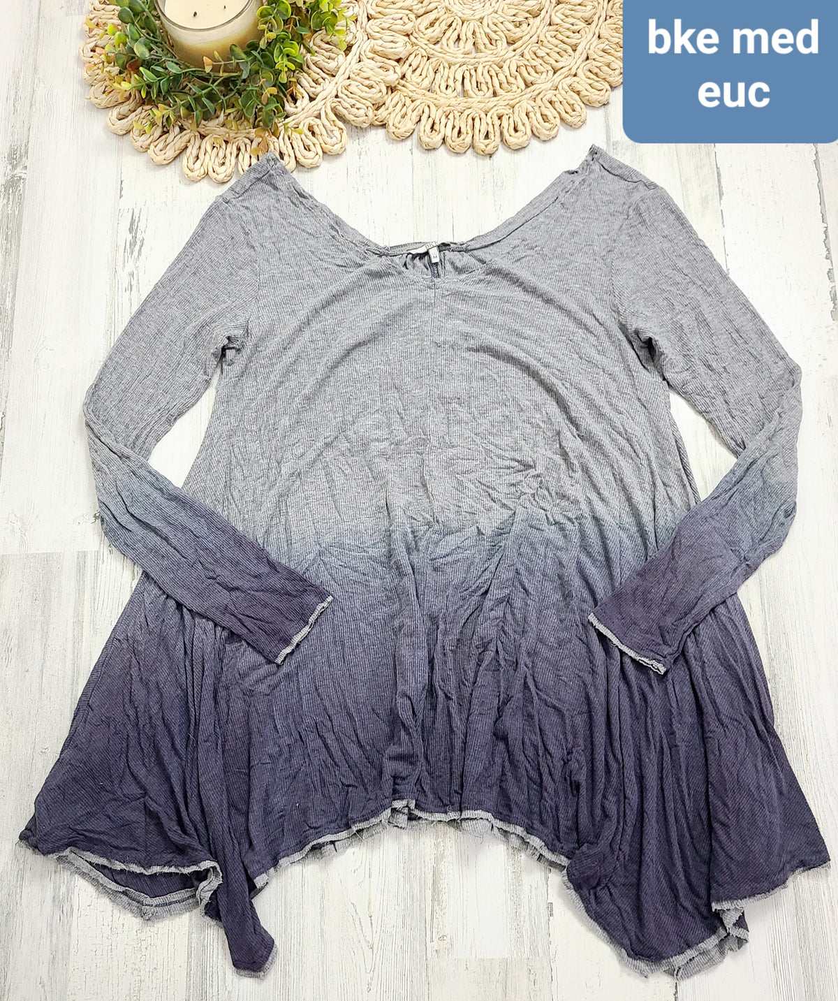 ombre gray bke top