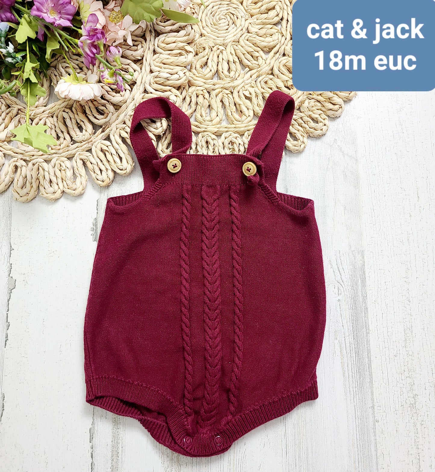 cat&jack burgundy sweater romper