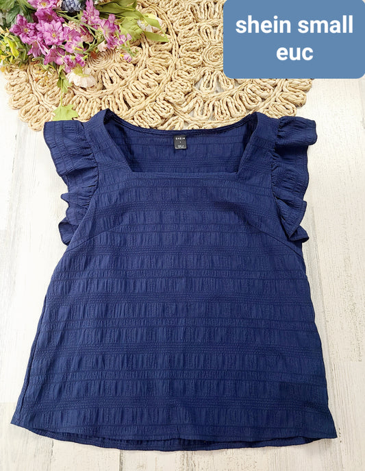 shein navy textured top