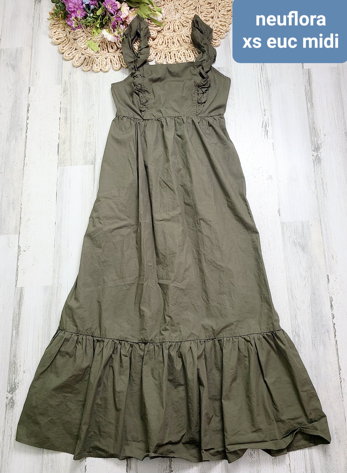 olive green midi dress neuflora