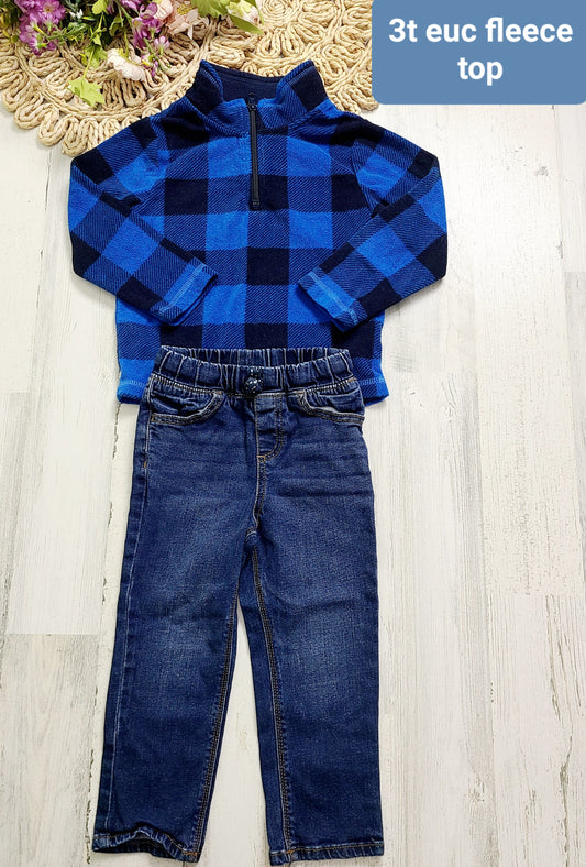 blue fleece and jeans