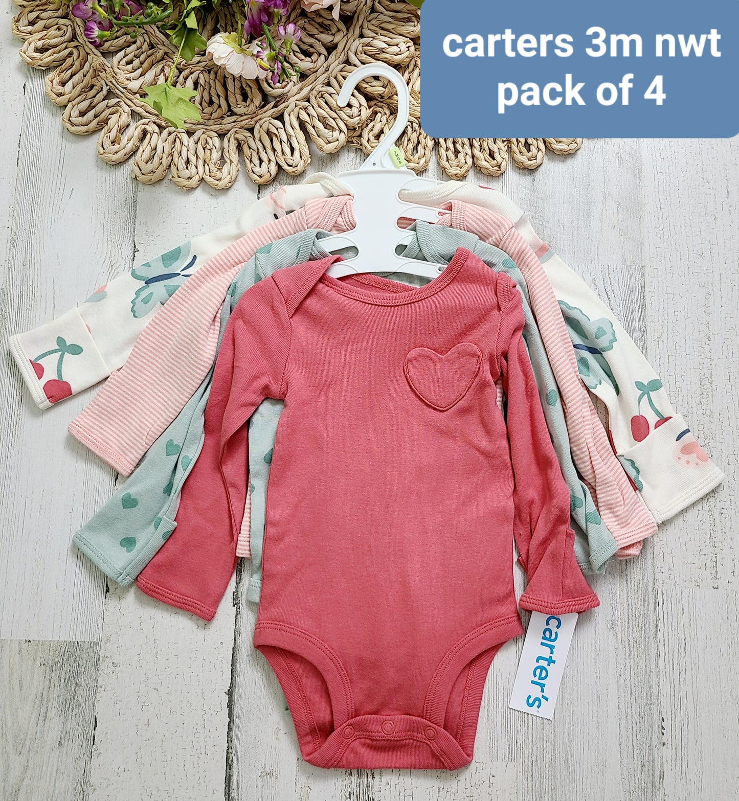 carters 3m long sleeve onesies new