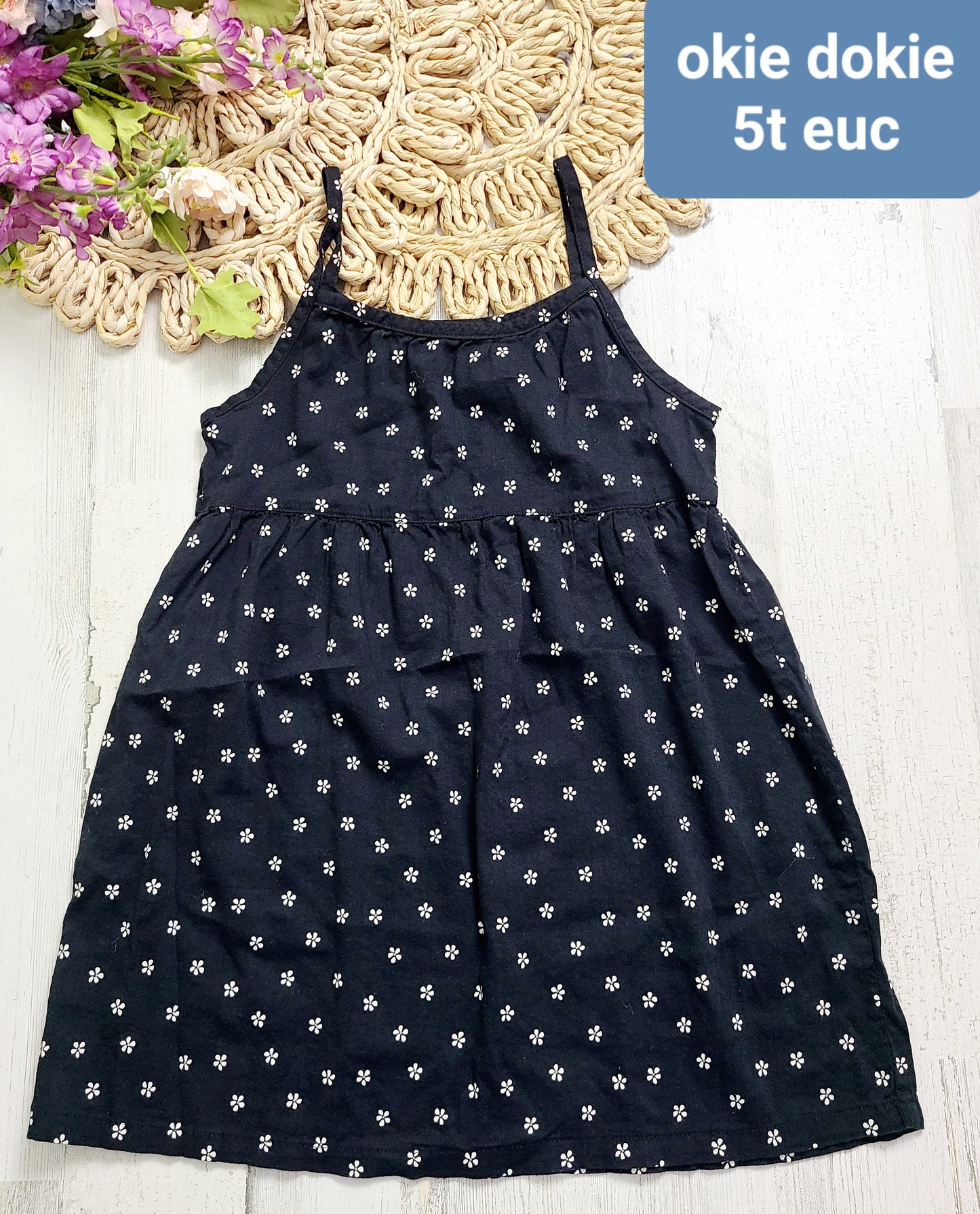 okie dokie black dress white flowers