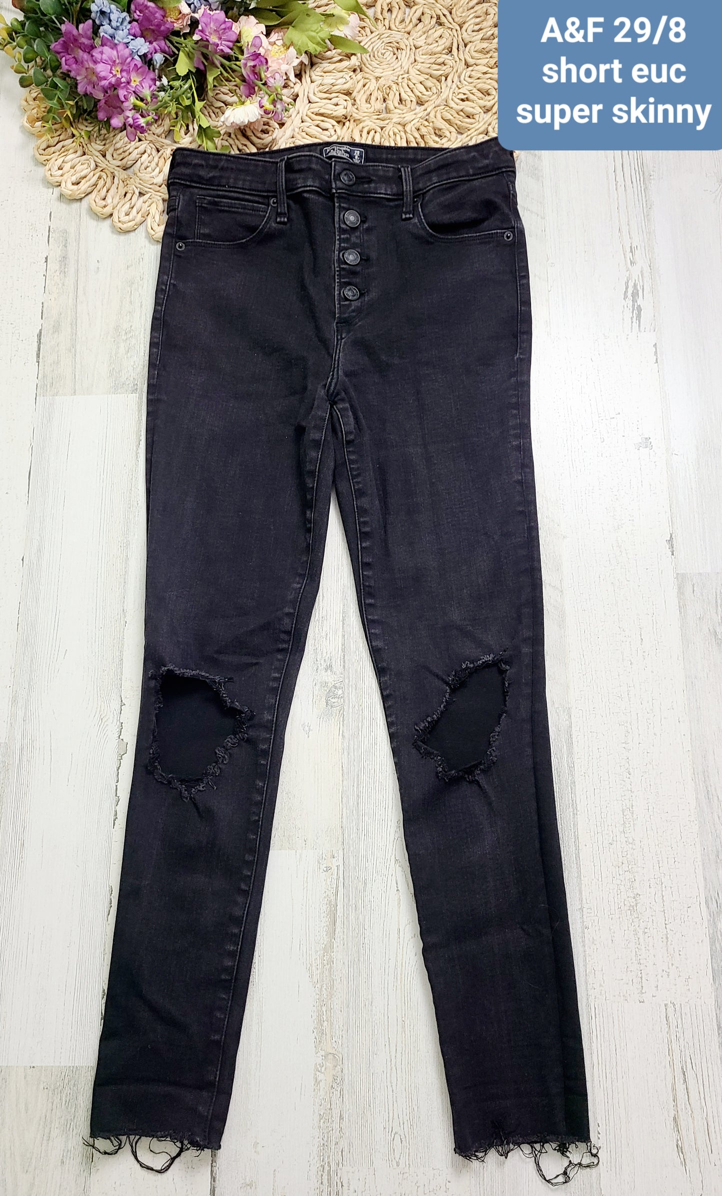 black super skinny distressed a&f