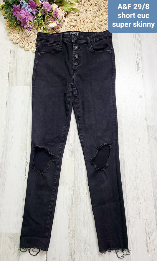 black super skinny distressed a&f