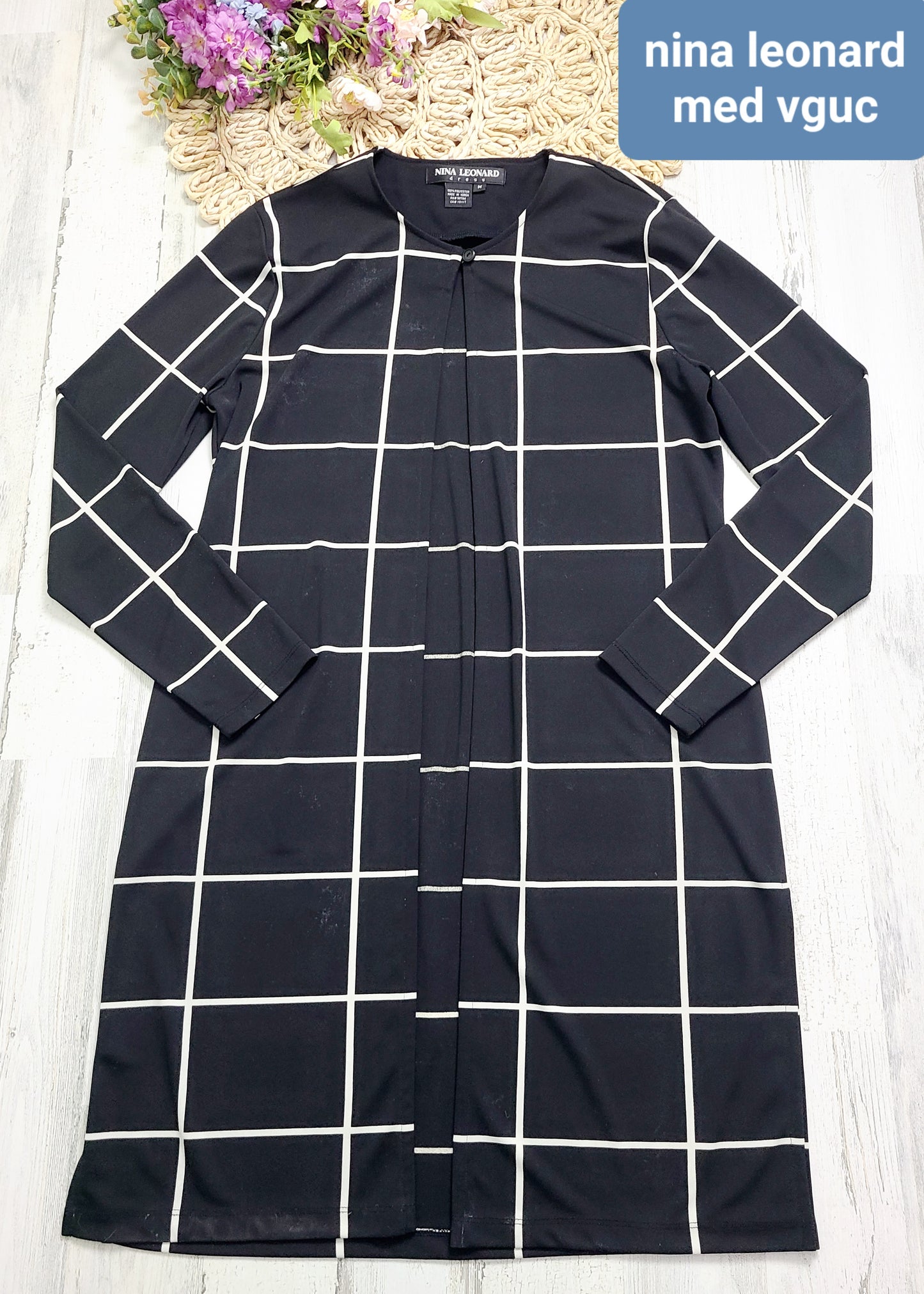 black and white checkered cardigan nina leonard