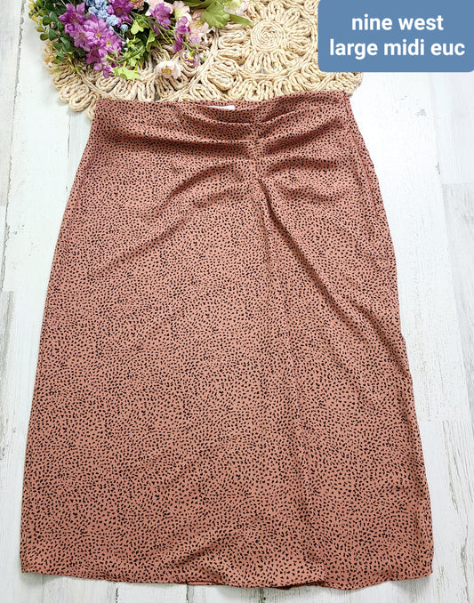 leopard rouched nine west midi skirt