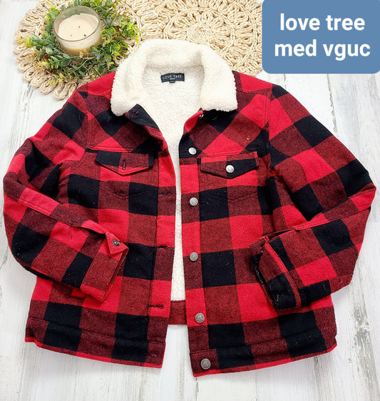 buffalo plaid sherpa love tree