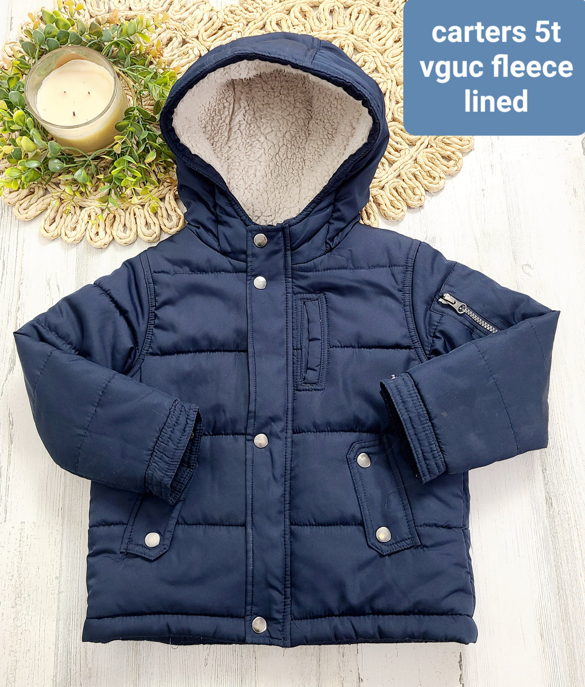 carters navy sherpa lined coat