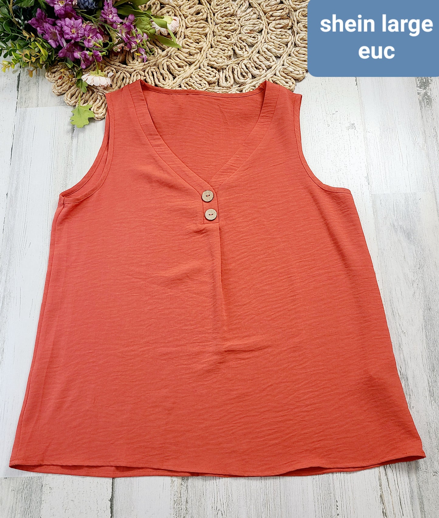 shein button orange tank
