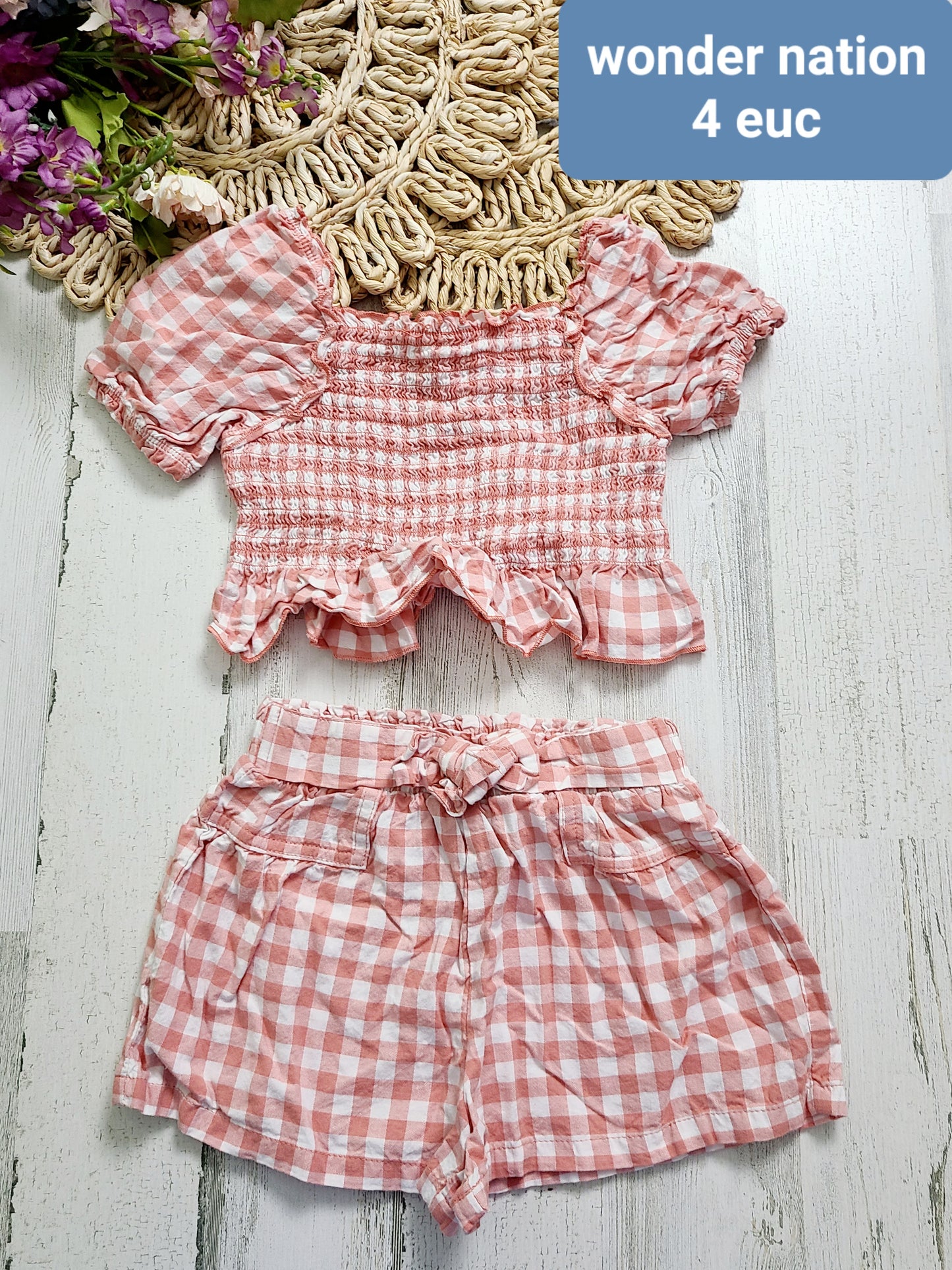 pink plaid smocked set wonder nation