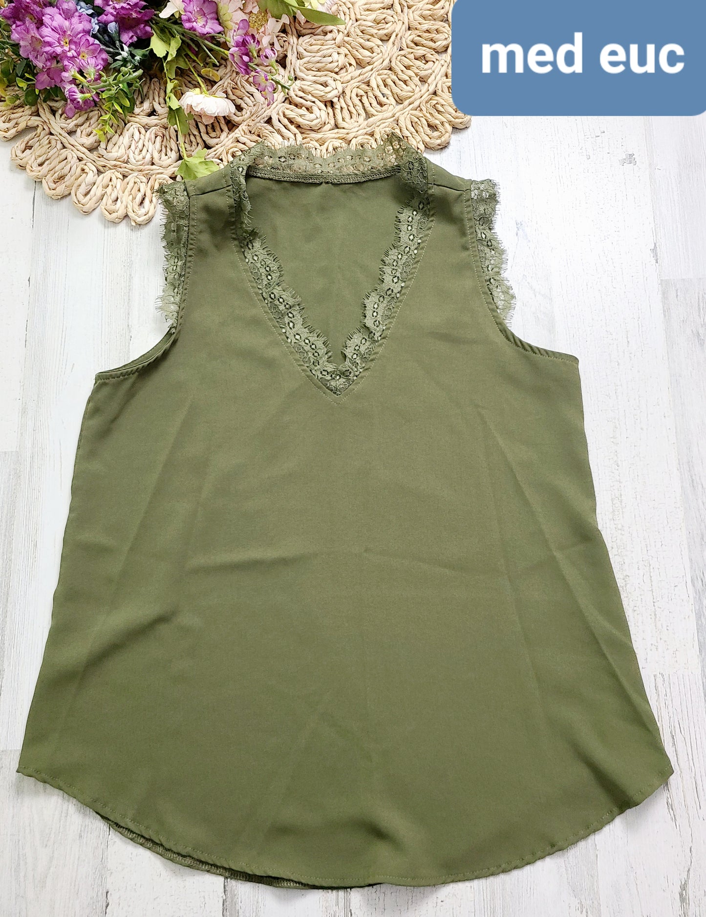 medium lace trim tank multiple colors