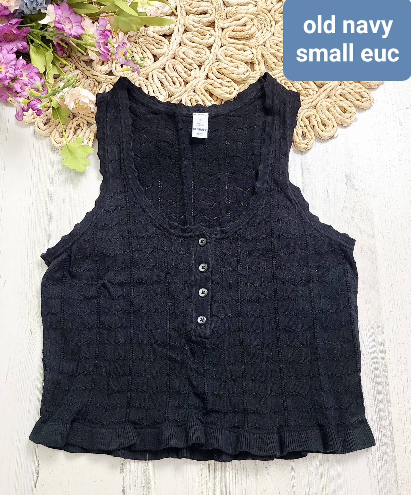 old navy black tank knit henley