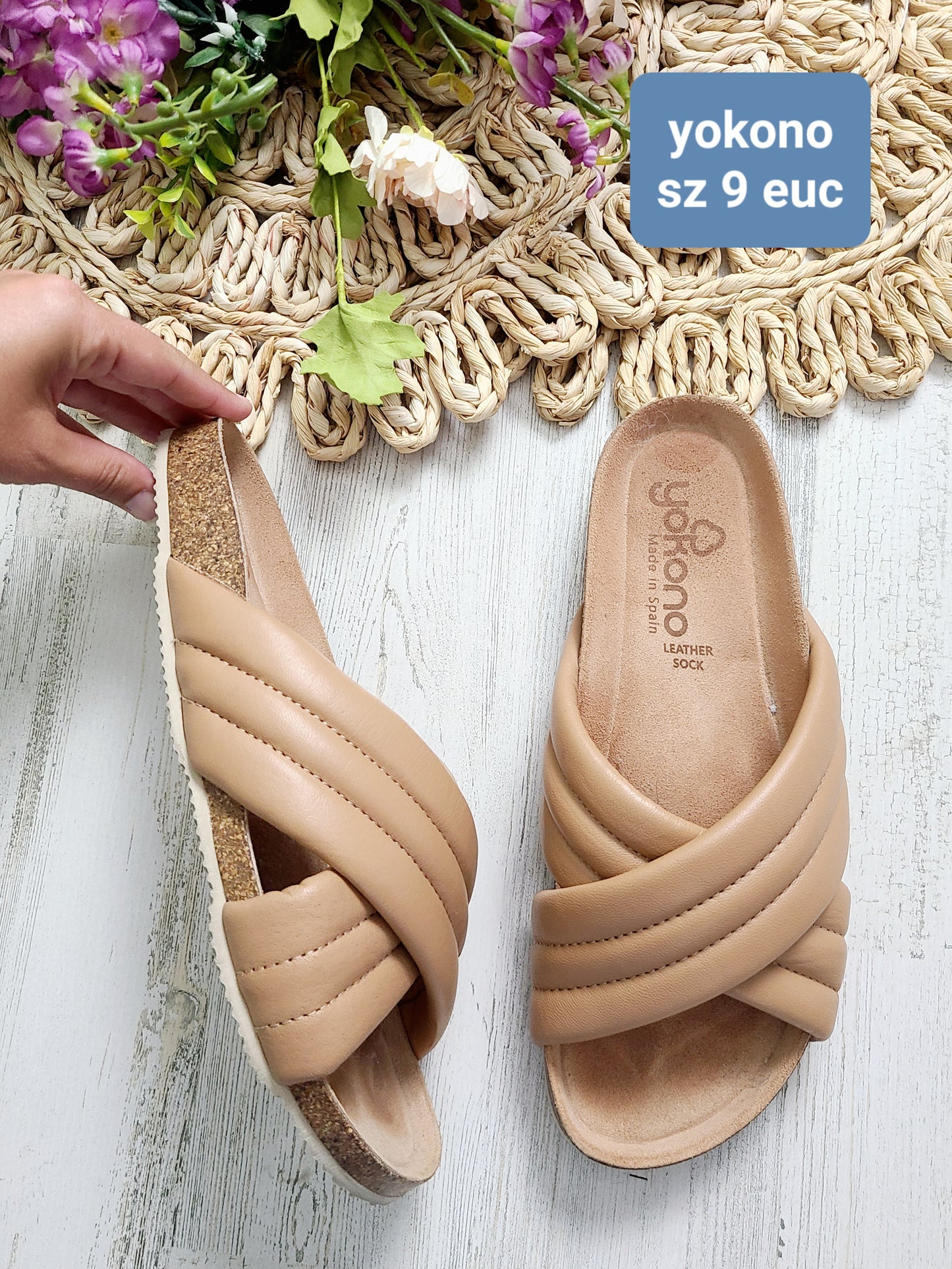 yokono quilted sandal tan