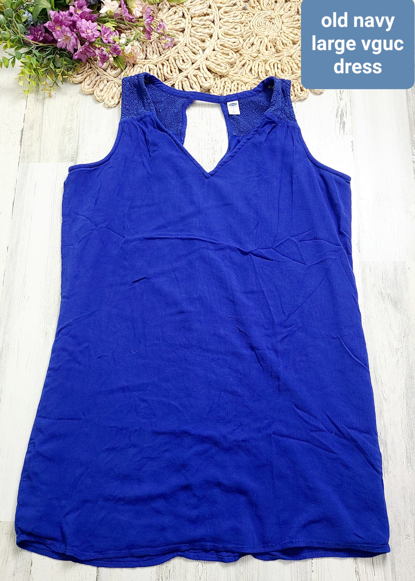 old navy bright blue dress vneck