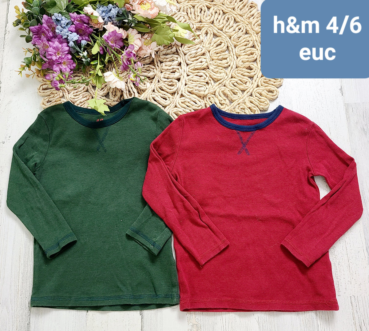 green red long sleeves h&m