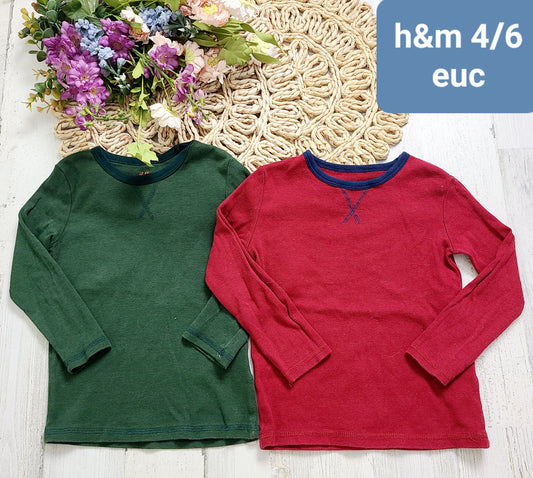 green red long sleeves h&m