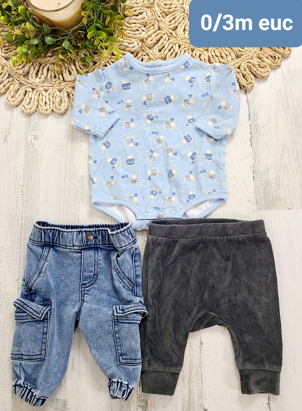 onesie, jeans, and acid wash pants