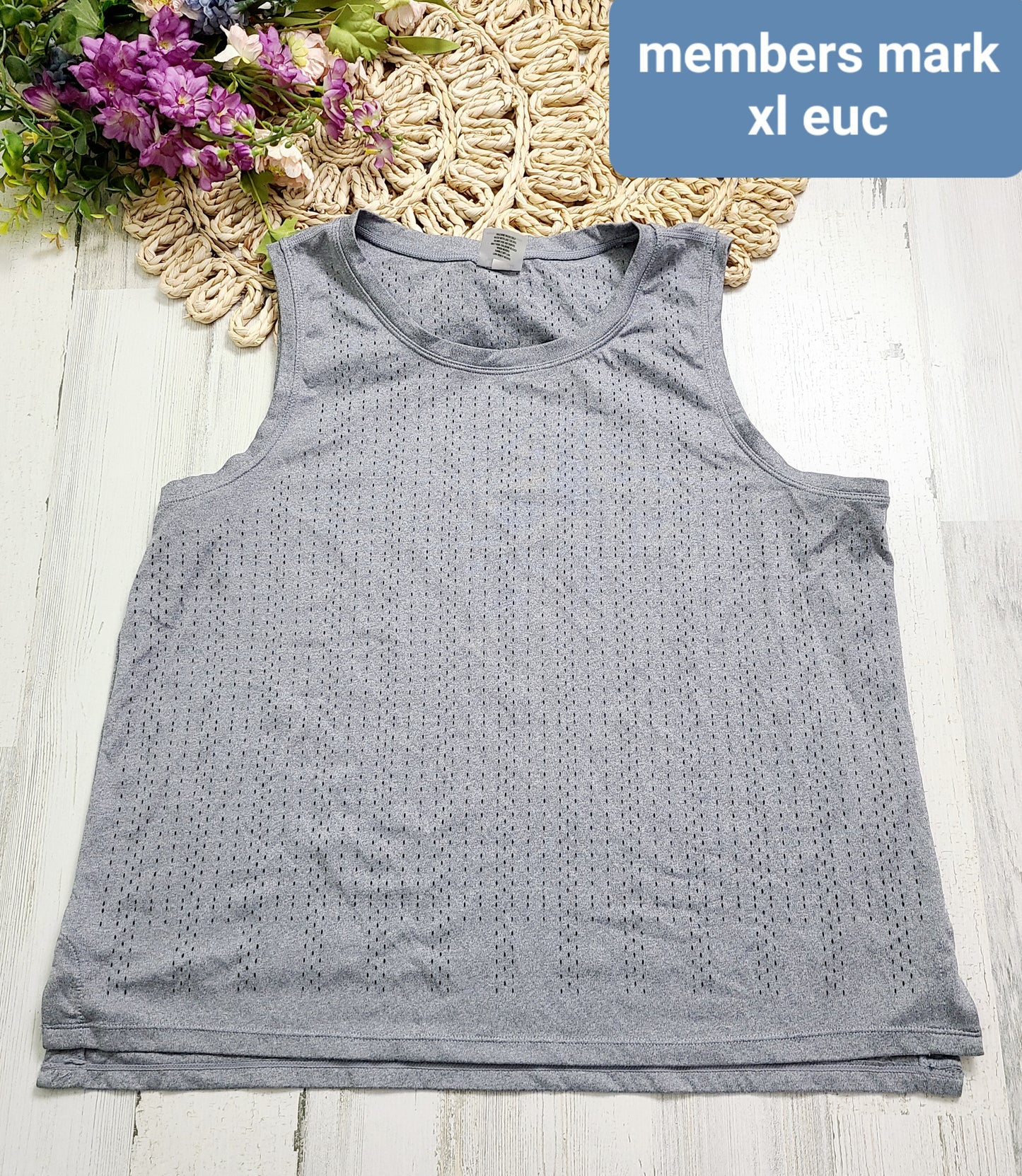 members mark mesh gray tank xl