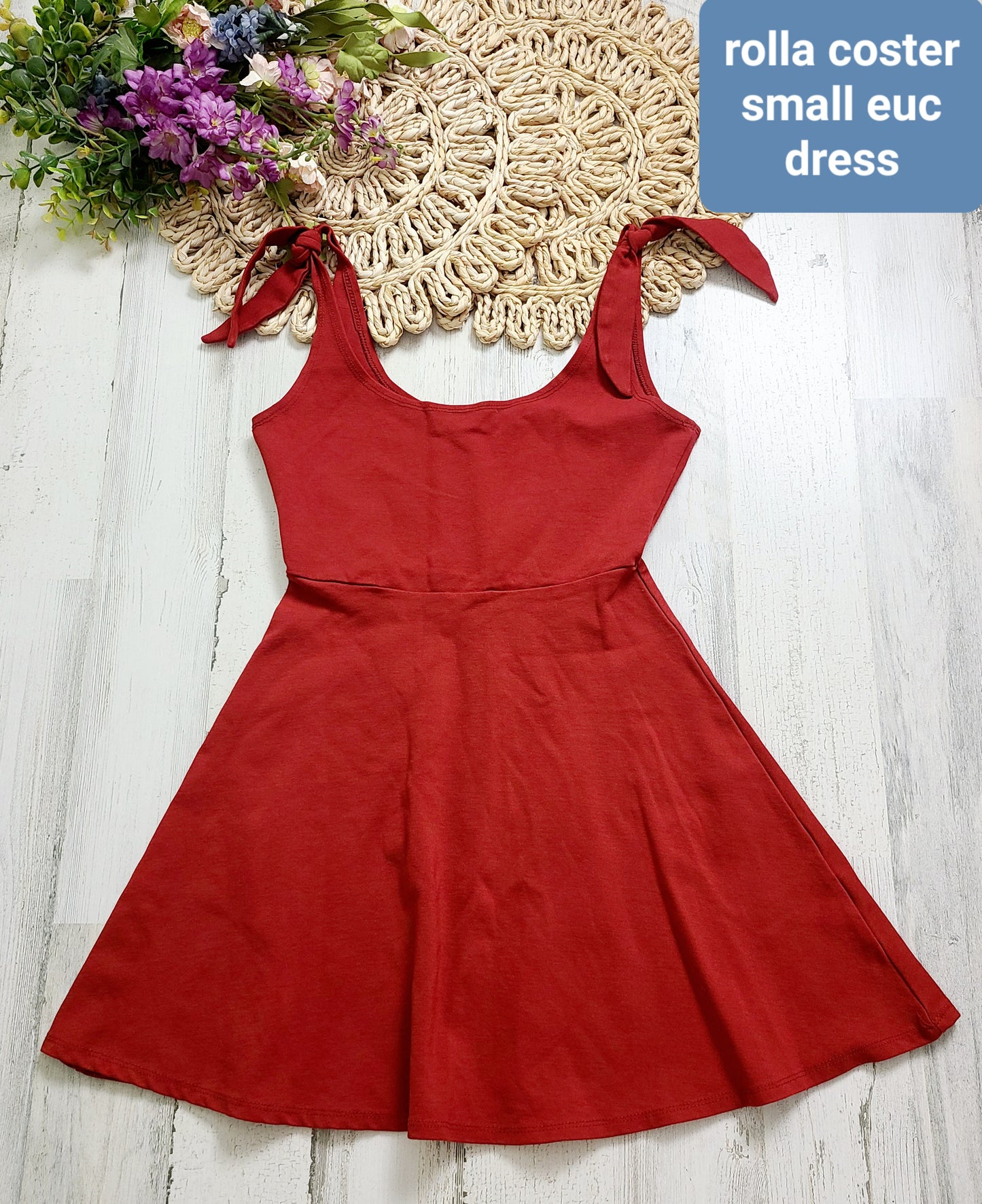 rolla coster red dress tie straps