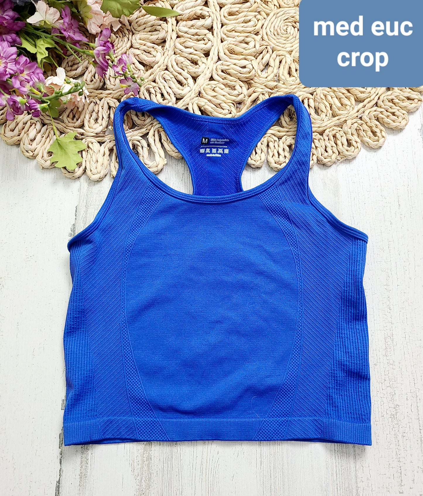bright blue medium crop tank