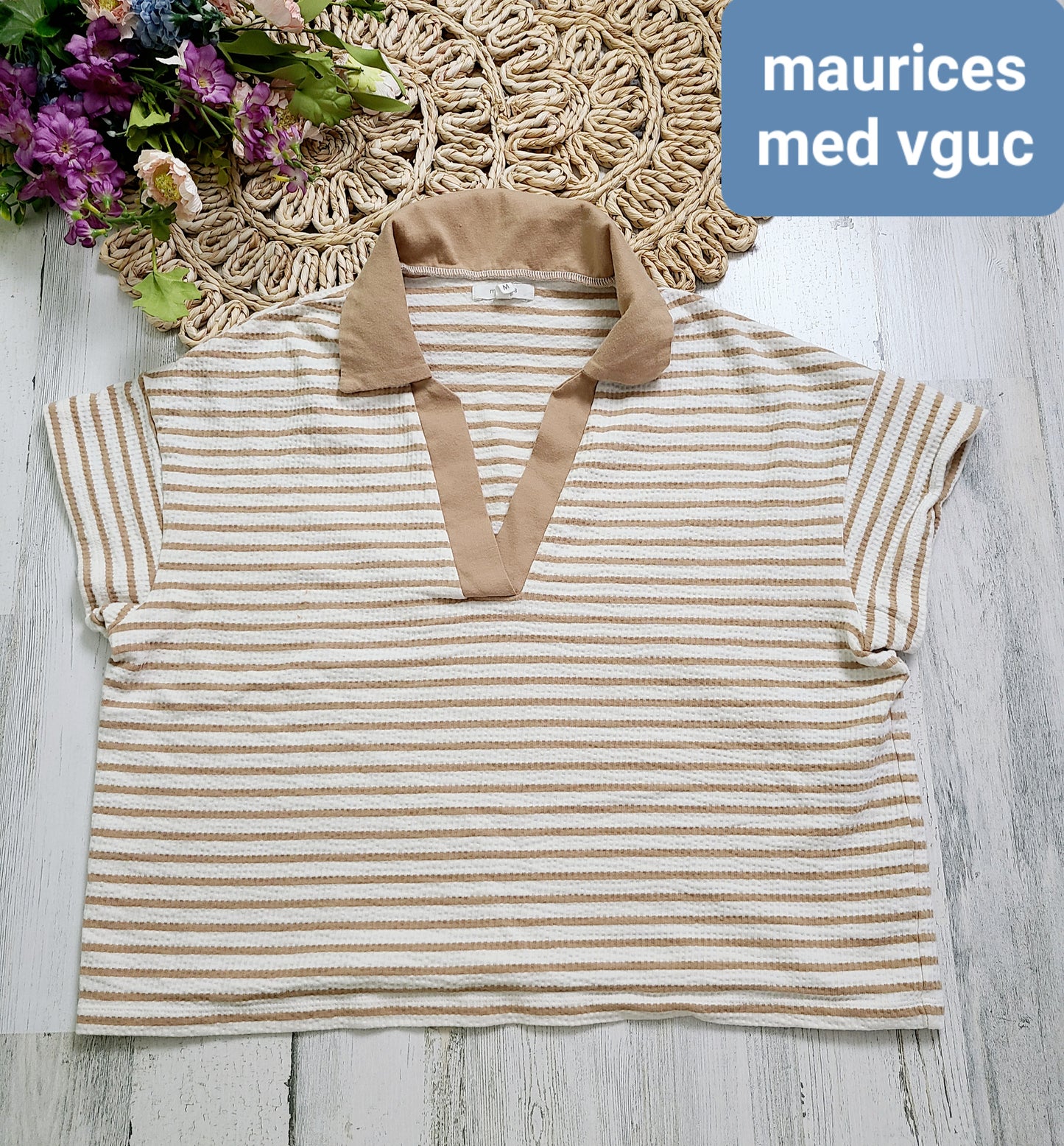 maurices tan collar boxy shirt