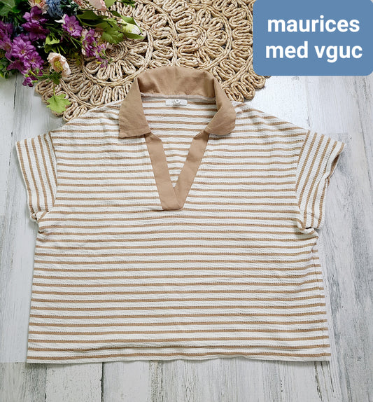 maurices tan collar boxy shirt
