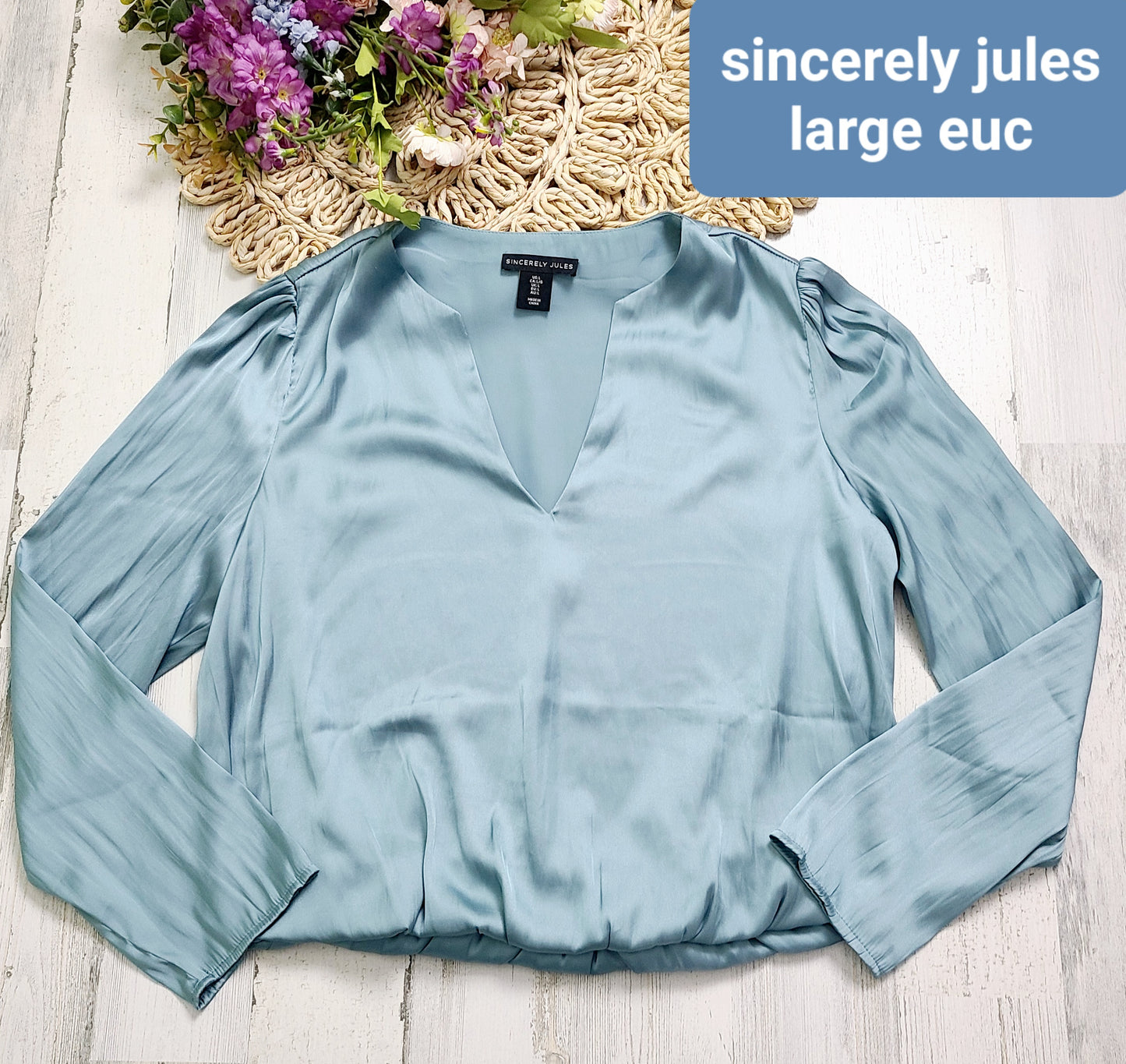 blue silky long sleeve sincerely jules