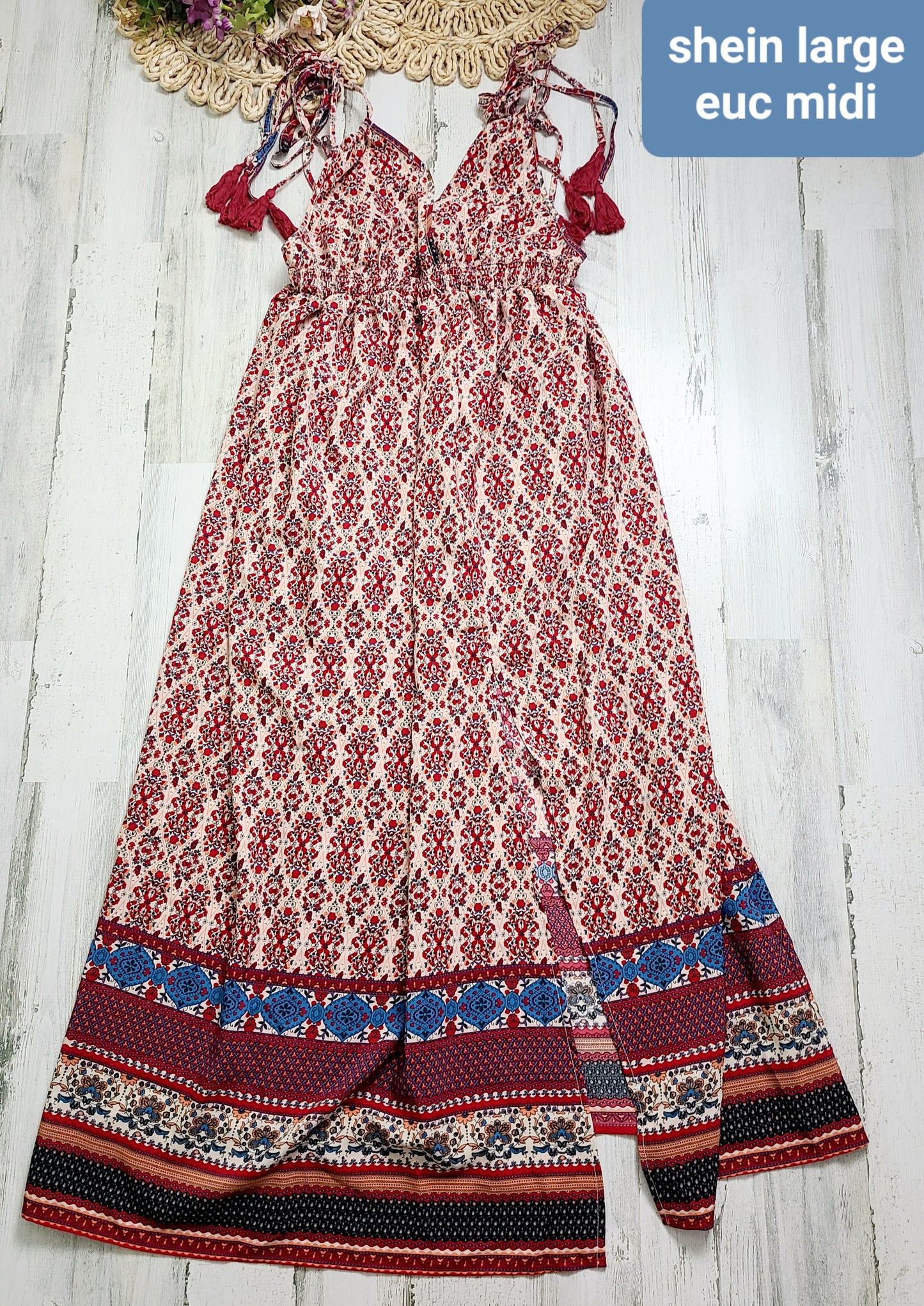 tie straps midi dress shein