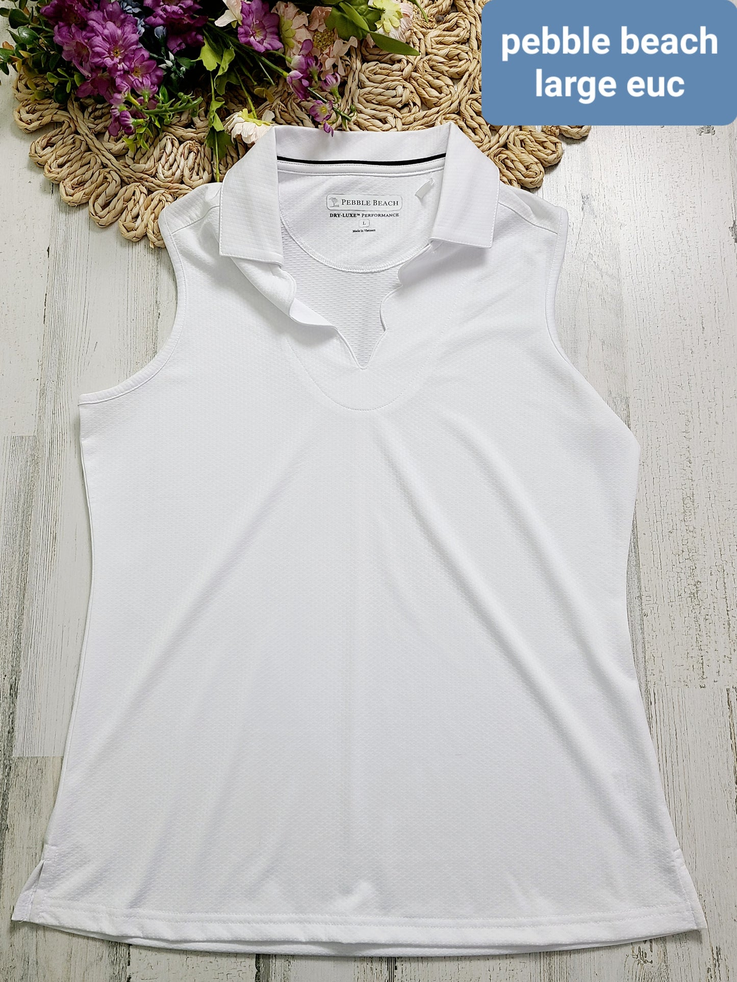 pebble beach collar white tank
