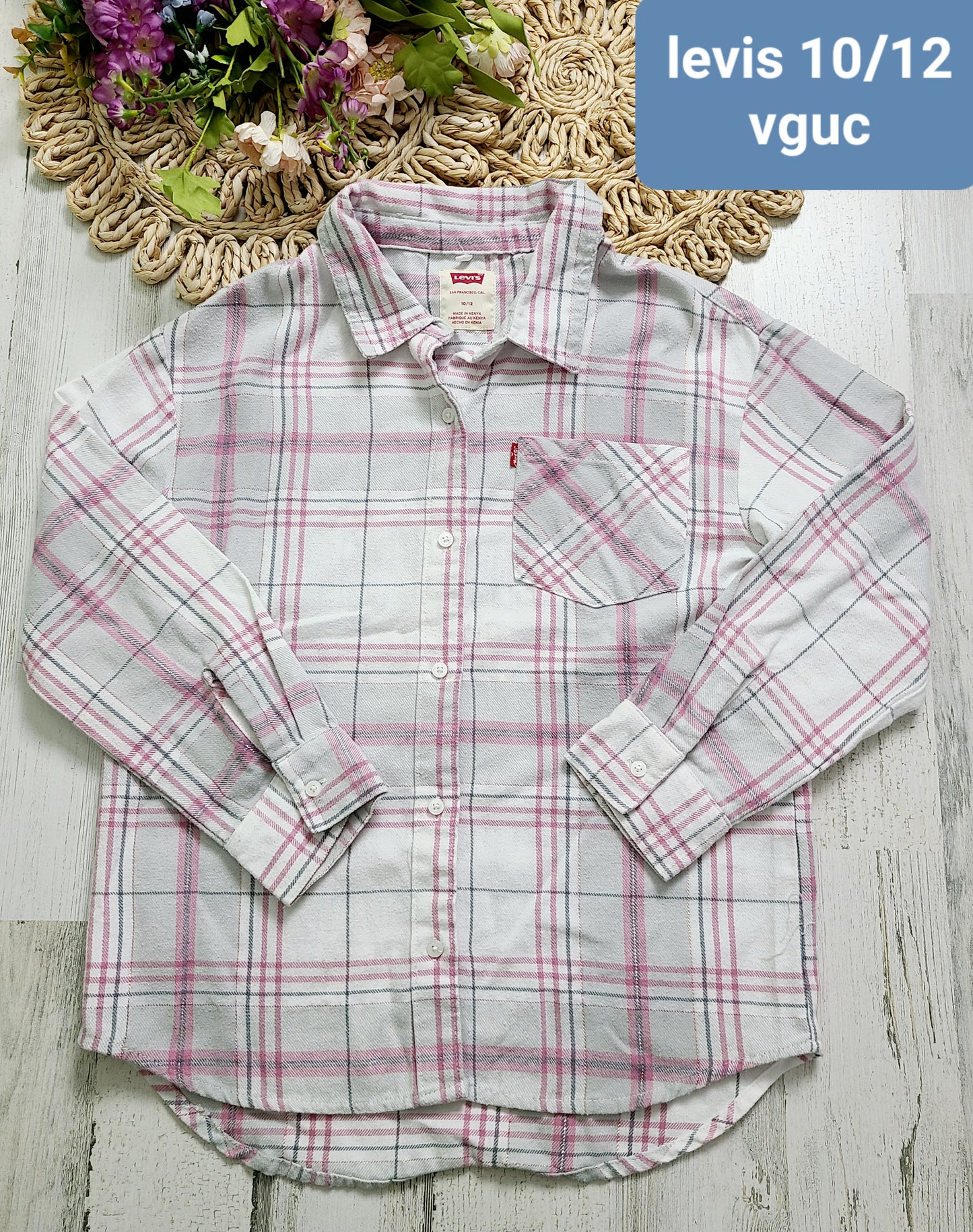pink gray plaid levis