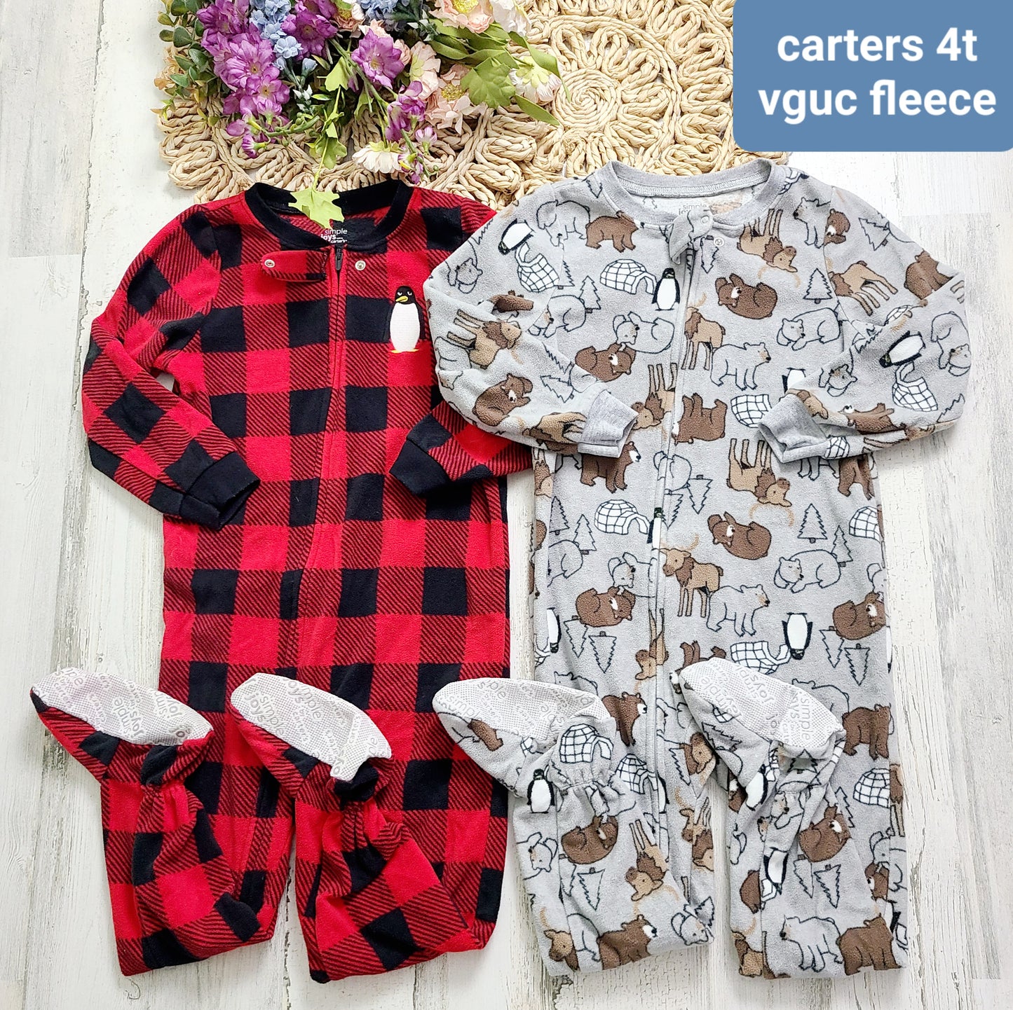 plaid and bear fleece